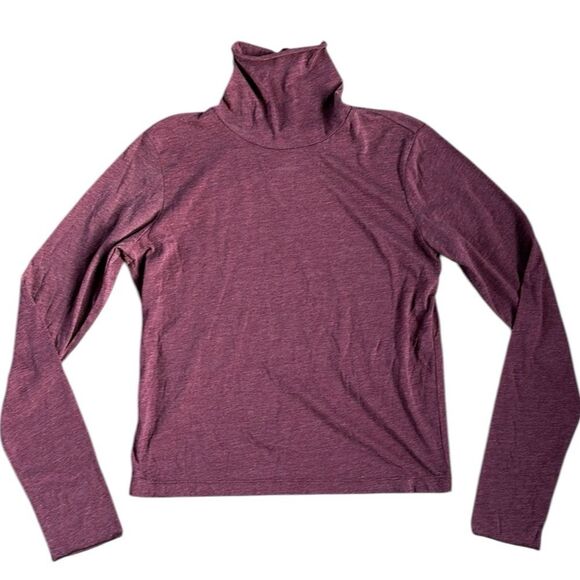NWT Chaser Long Sleeve Cropped Slouchy Turtle Neck Burgundy Maroon Tee Shirt S - Picture 14 of 14